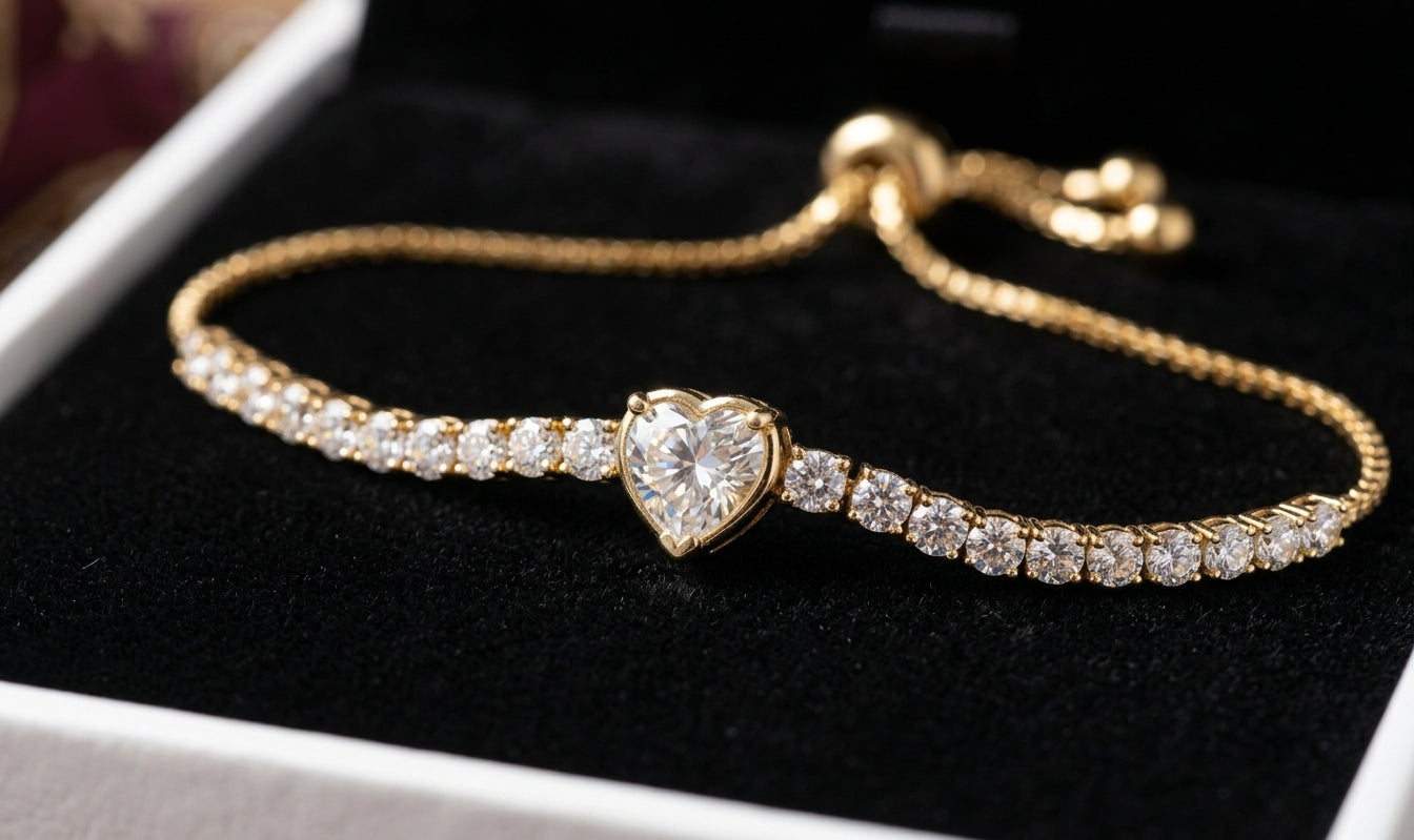 Enchanted Hearts: Adjustable Cubic Zirconia Bracelet
