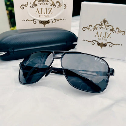 Italian Crafted Elegance: Police Black & Deep Blue Sunglasses