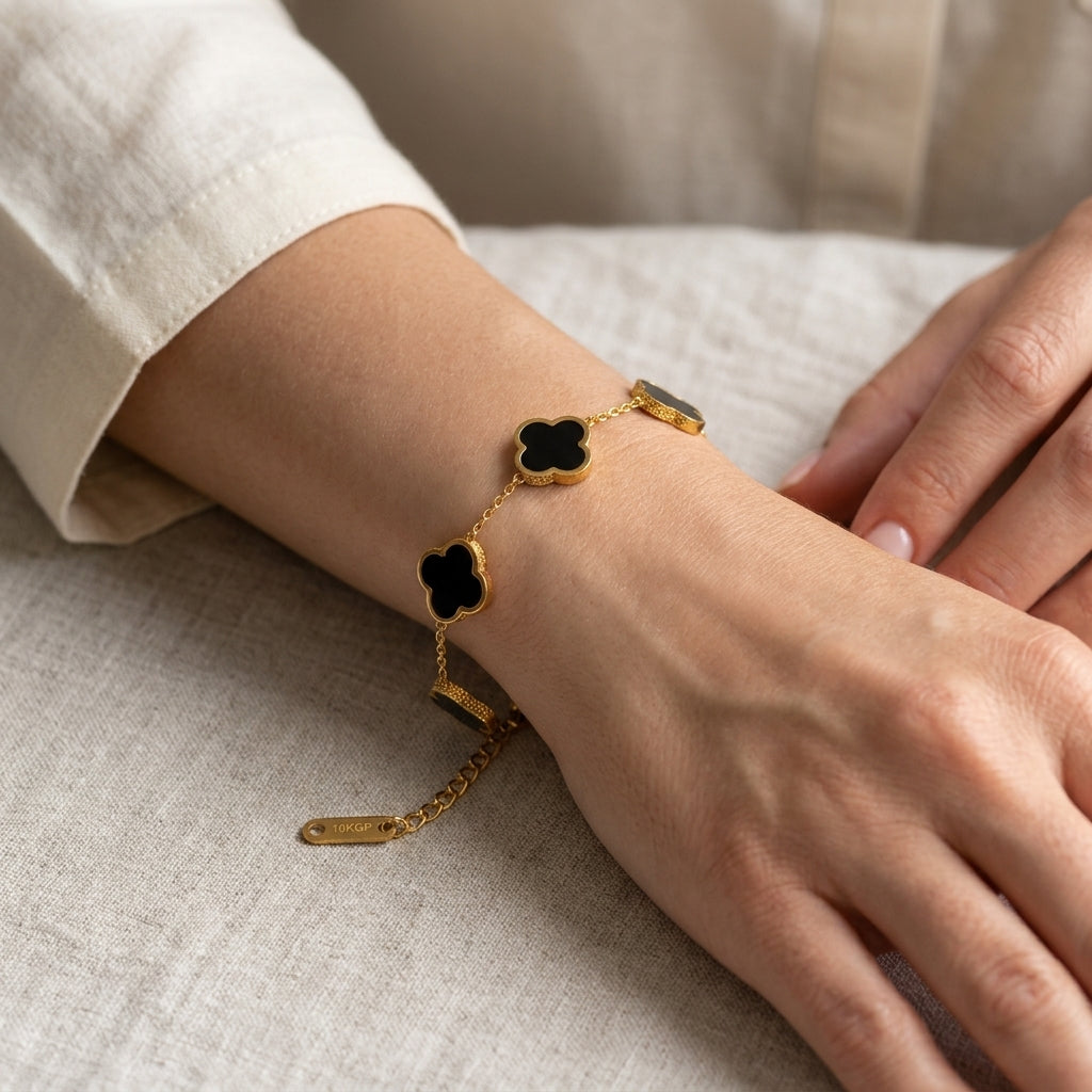 Midnight Daisy 18K Gold-Plated Stainless Steel Bracelet