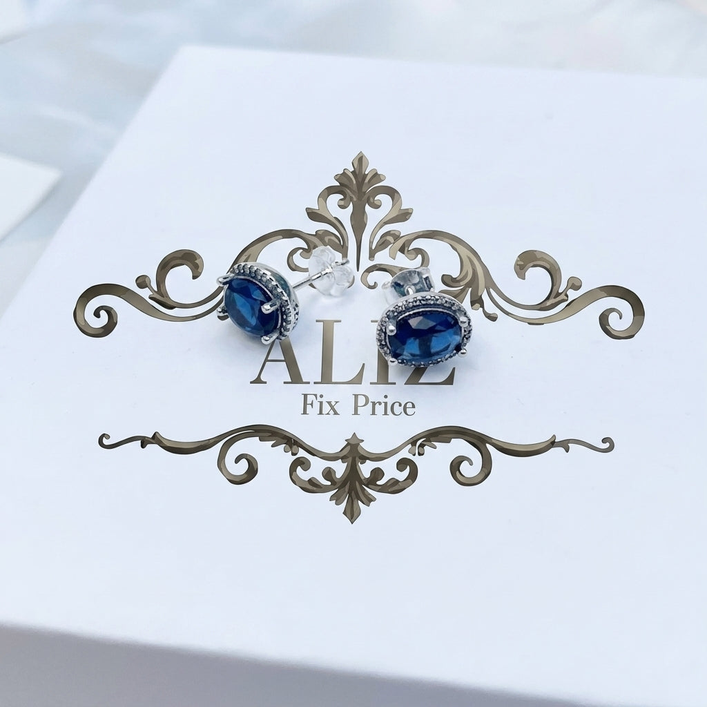 Sapphire Centerpiece Silver Earrings