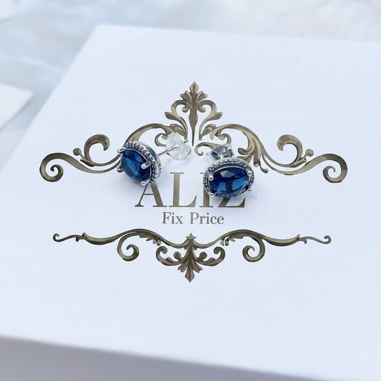 Sapphire Centerpiece Silver Earrings