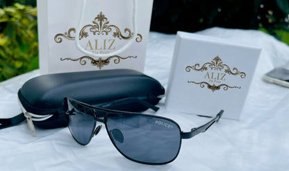 Italian Crafted Elegance: Police Black & Deep Blue Sunglasses