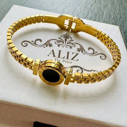 Golden Eclipse Roman Numerals Bracelet