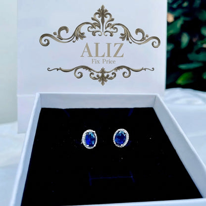 Sapphire Centerpiece Silver Earrings