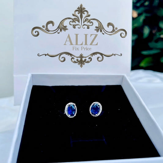 Sapphire Centerpiece Silver Earrings