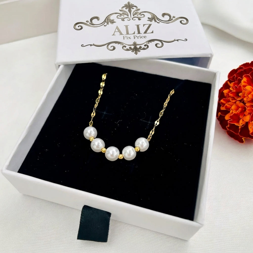 18k Gold-Plated White Pearl Necklace