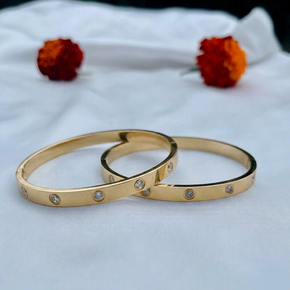 Radiant Elegance: Cubic Zirconia Stones Stainless Steel Bangle