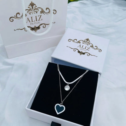 Luxury Black Heart Pendant & Crystal Choker Set