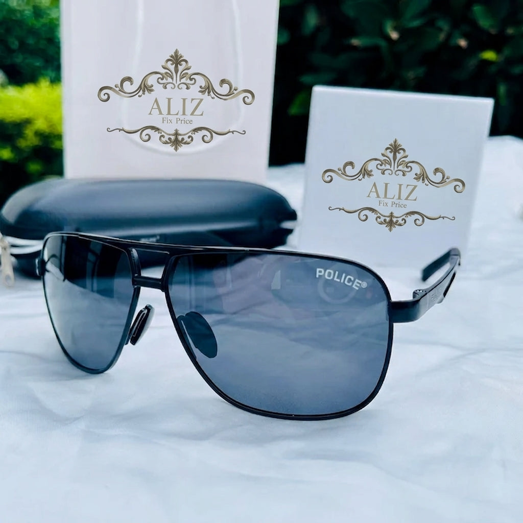Italian Crafted Elegance: Police Black & Deep Blue Sunglasses