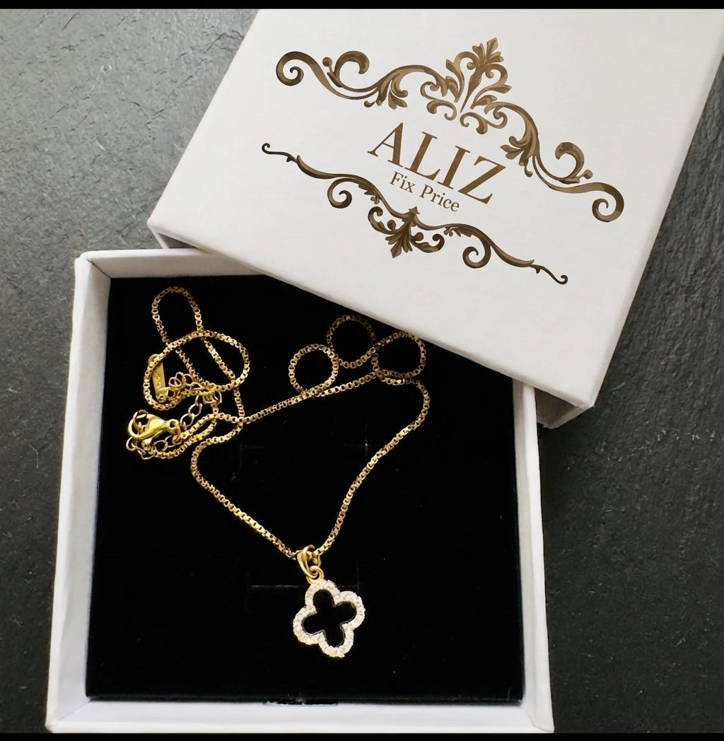 Charm of Fortune Dual-Sided Gold Clover Necklace