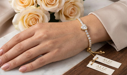 Enchanted Hearts: Adjustable Cubic Zirconia Bracelet