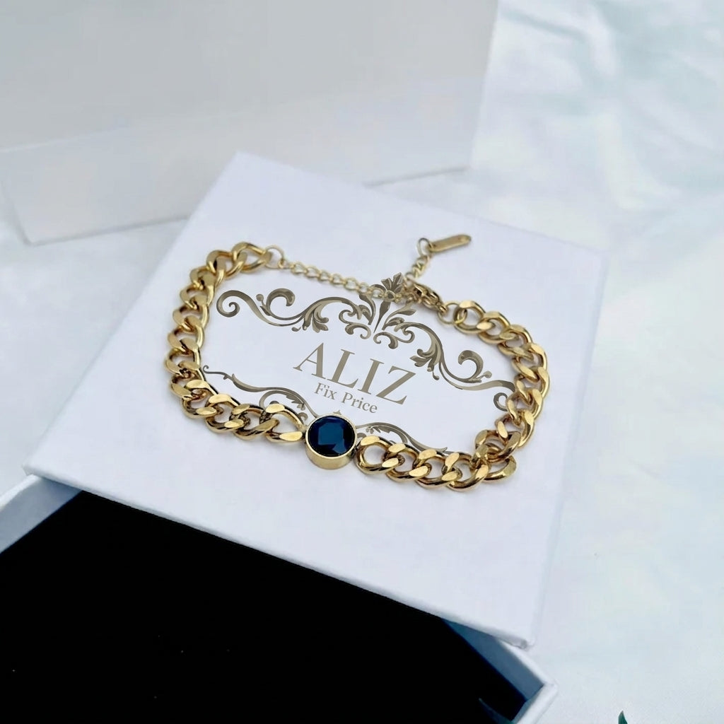 Golden Onyx Charm Bracelet 18k Gold Plated