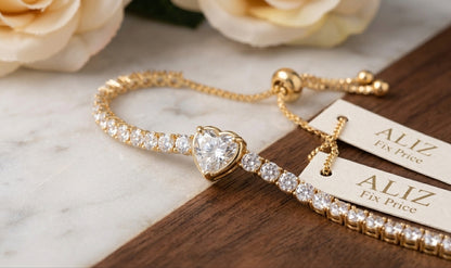 Enchanted Hearts: Adjustable Cubic Zirconia Bracelet