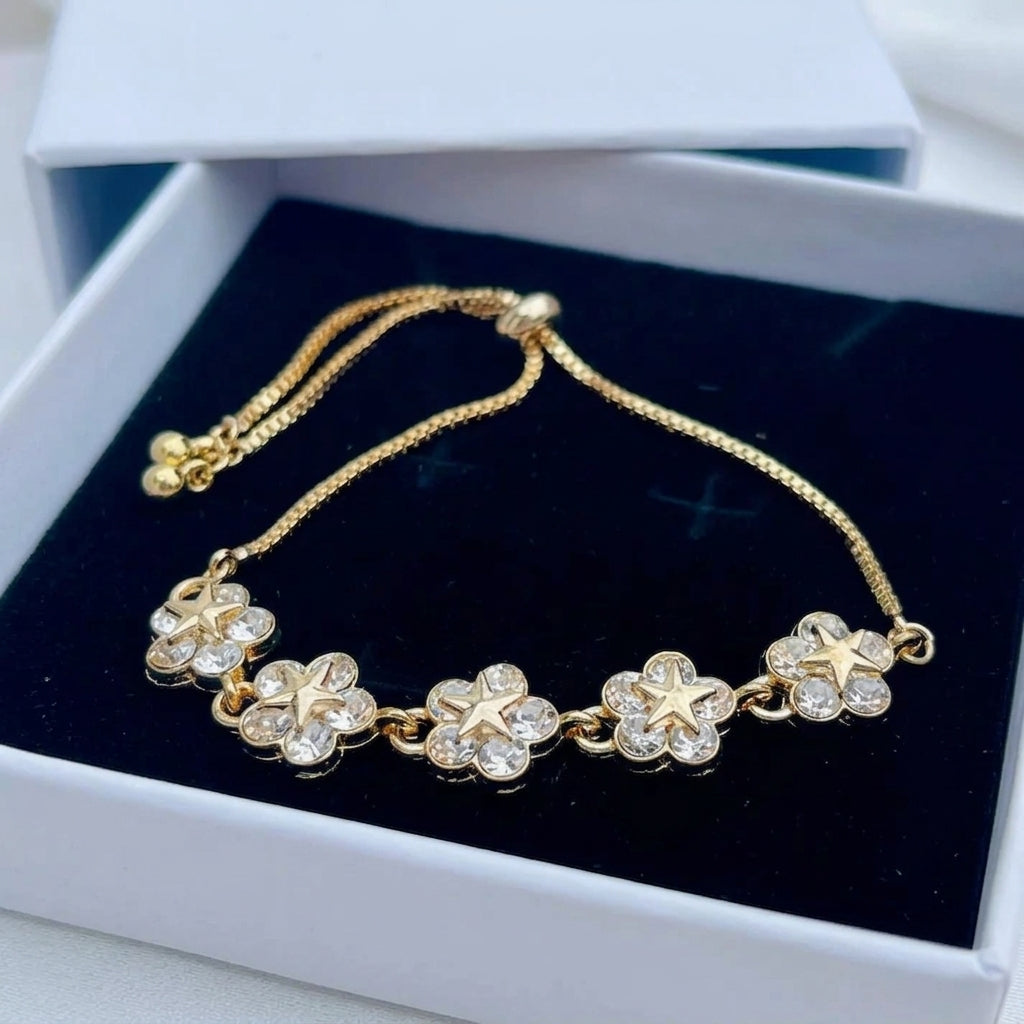 Golden Flower Charm Bracelet