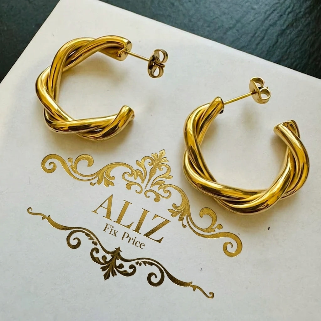 Golden Twisted Elegance Earrings