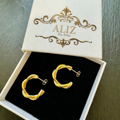 Golden Twisted Elegance Earrings
