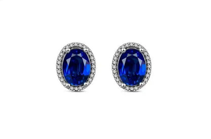 Sapphire Centerpiece Silver Earrings