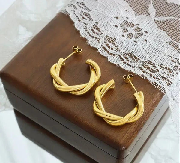 Golden Twisted Elegance Earrings