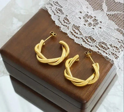 Golden Twisted Elegance Earrings