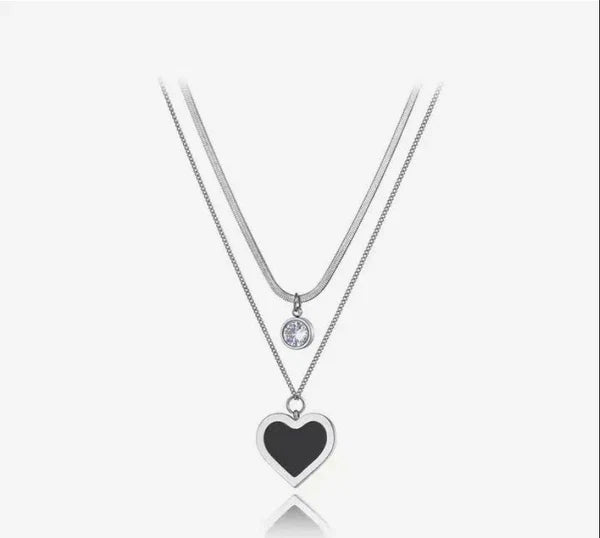 Luxury Black Heart Pendant & Crystal Choker Set