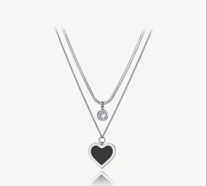 Luxury Black Heart Pendant & Crystal Choker Set