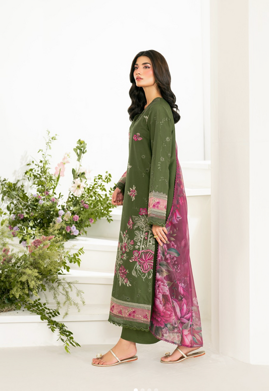 Green Embroidered Lawn | Iznik IFE-02