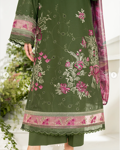 Green Embroidered Lawn | Iznik IFE-02