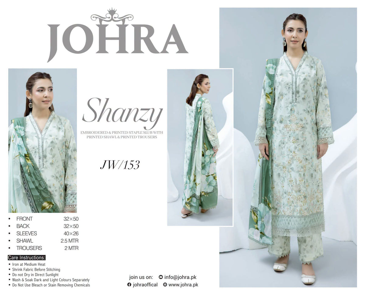 Johra Shanzay Embroidered 3 piece suit