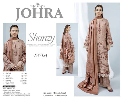 Johra Shanzay Embroidered 3 piece suit