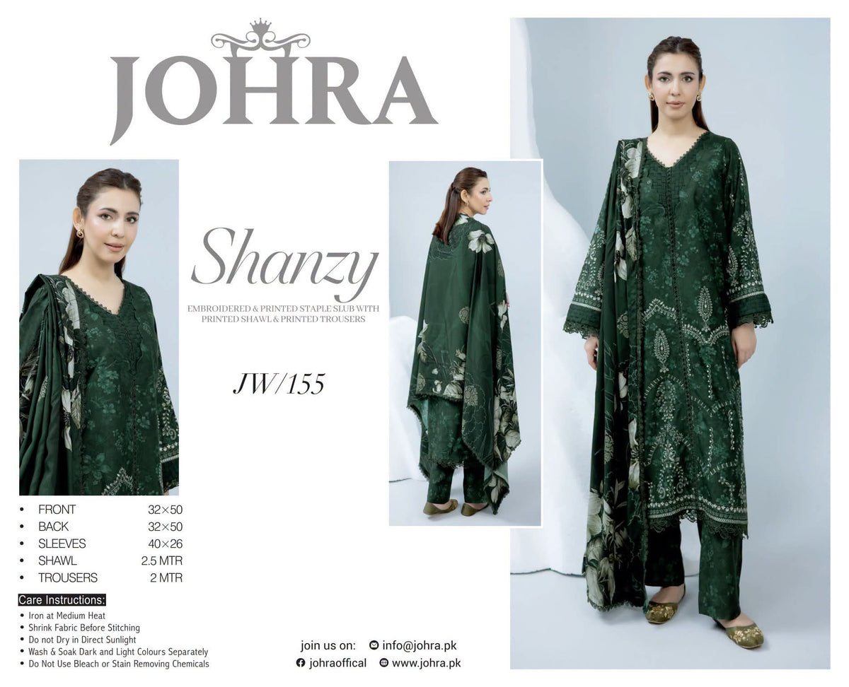 Johra Shanzay Embroidered 3 piece suit