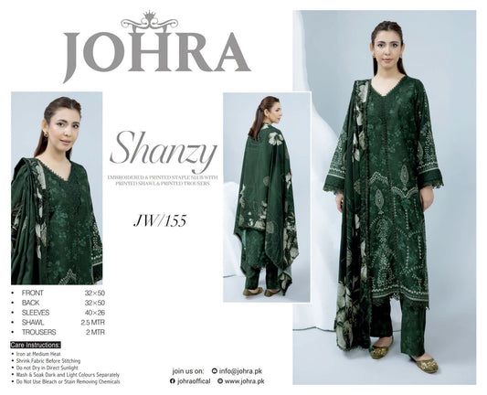 Johra Shanzay Embroidered 3 piece suit