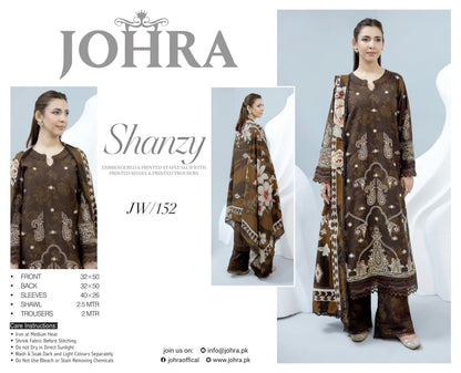Johra Shanzay Embroidered 3 piece suit