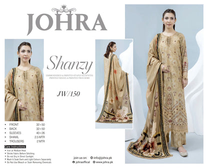 Johra Shanzay Embroidered 3 piece suit