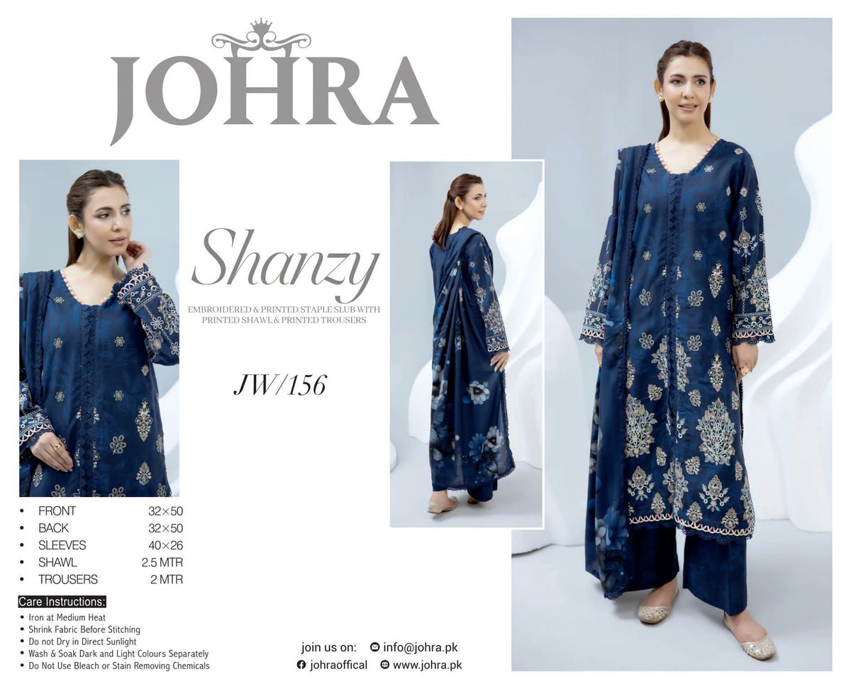 Johra Shanzay Embroidered 3 piece suit