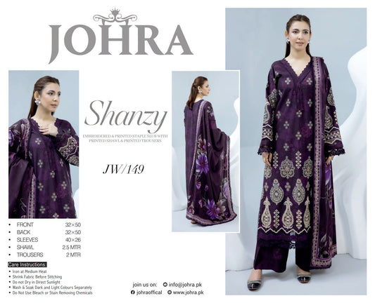 Johra Shanzay Embroidered 3 piece suit